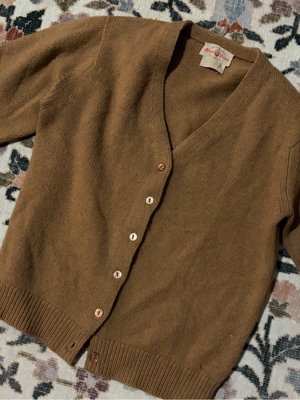 Vintage Alan Paine 100% Camel Hair Cardigan Size 40 Made in England Quiet Luxury - Picture 1 of 5
